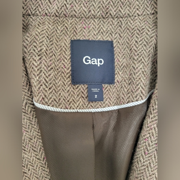 Wool Blazer. Gap. Brown. Tweed. Size: 2. - Picture 3 of 7